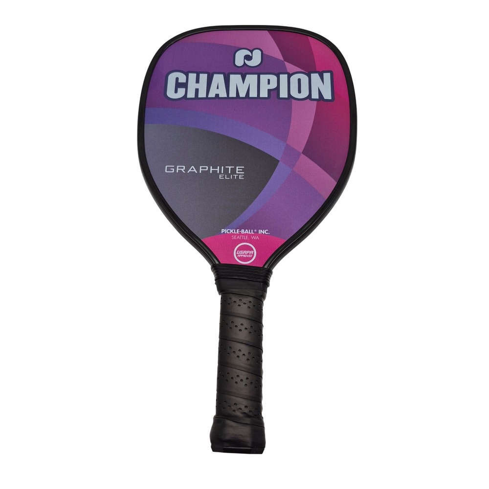 Pickleball Champion Graphite Elite Paddle Purple Teardrop Wide Textured Face